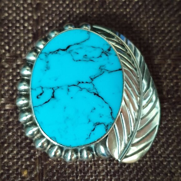 Vintage TC-25 Taxco Mexico Sterling Genuine Turquoise Statement Pendant & Brooch - Picture 6 of 11